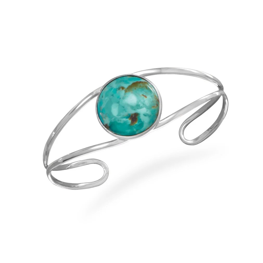 NWT - Upscale Open Band Cuff with Turquoise - 925 Sterling Silver